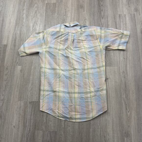 Vintage Gant Short Sleeve Button Shirt Men's Medium 80s Pastel Preppy Plaid - Picture 5 of 6